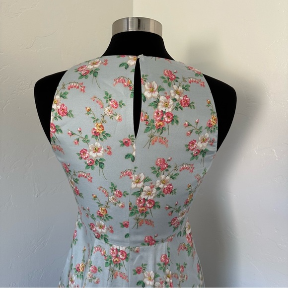 Boden Fit-And-Flare Pastel Blue Sleeveless Floral Midi Dress Size 4 - Picture 11 of 16